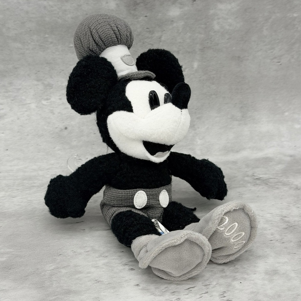RARE DISNEYLAND TAG Mickey Mouse Steamboat Willie Millennium Plush Bean Bag NWT